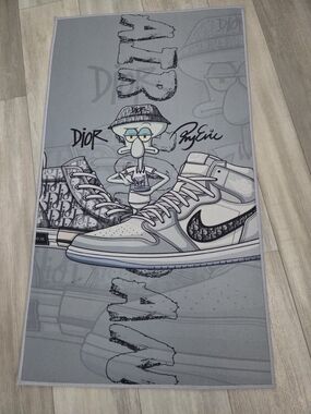 New Bape Graphic Sneaker Rug/ Wall Art BAPE — Light Gray